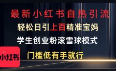 最新小红书自热引流，轻松日引上百精准宝妈，学生创业粉，滚雪球模式，门槛低有手就行的一个新规则玩法