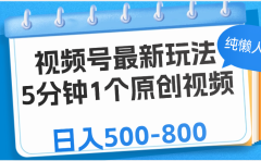 视频号最新玩法，5分钟1个原创视频，纯懒人玩法，日入500-800