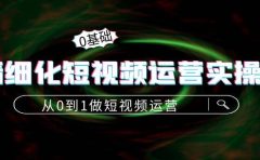 精细化短视频运营实操课，从0到1做短视频运营：算法篇+定位篇+内容篇