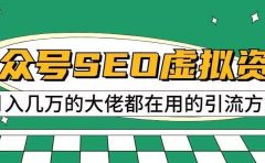 公众号SEO虚拟资料，操作简单，日入500+，可批量操作【揭秘】