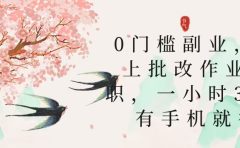 零门槛副业，线上批改作业兼职，30一小时，有手机就行
