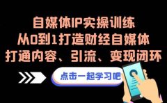 自媒体IP实操训练,从0到1打造财经自媒体,打通内容、引流、变现闭环