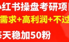 最新小红书操盘考研项目：大需求+高利润+不过时
