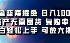 闲鱼蓝海掘金轻松日入1000+，轻资产无需囤货，小白轻松上手，复购率极高，可矩阵放大操作