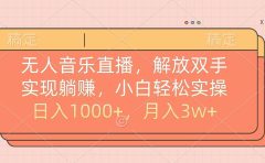 无人音乐直播,小白轻松实操,解放双手,实现躺赚,日入1000+,月入3w+