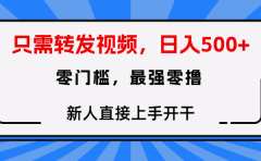 只需要转发视频，0门槛，0投入，新人小白直接上手开干