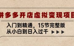 拼多多开店虚拟变现项目：入门到精通（15节完整版）