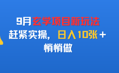 9月玄学项目新玩法,赶紧实操,日入10张+,悄悄做