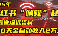 2025年,小红书的“躺赚”秘密被我扒出来了,靠做虚拟资料,30天全自动收入2万块!
