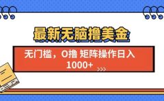 最新无脑撸美金项目，无门槛0投资，可矩阵操作，单日收入可达1000+