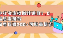 小红书虚拟搬砖项目1.0,可批量操作