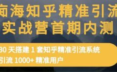 痴海知乎精准引流实战营1-2期,30天搭建1套知乎精准引流系统,引流1000+精准用户