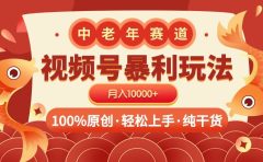 视频号暴力玩法 100%原创 小白轻松上手 可矩阵 月入10000+