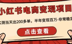 小红书电商变现项目:实测当天出200多单
