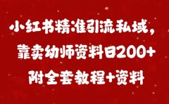 小红书精准引流私域，靠卖幼师资料日200+附全套资料