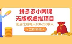 拼多多小网课无版权虚拟项目分享课:起店之后每天100-200