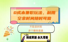 0成本兼职玩法，利用空余时间随时可做，不耽误时间，多个赚钱渠道