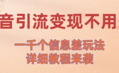 抖音引流变现不用愁!一千个信息差玩法详细教程来袭