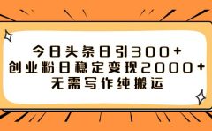 今日头条日引300+创业粉日稳定变现2000+无需写作纯搬运