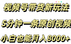 视频号带货新玩法，5分钟一条原创视频，小白也能月入8000+