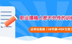 职业撰稿人密不外传的训练法：边学边实践（38节课+PDF文档）