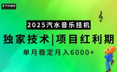 2025汽水音乐挂机项目，独家最新技术，项目红利期稳定月入6000+