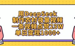 用DeepSeek制作农村夜景视频，单日变现1000+，一条视频点赞23W
