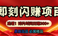 速看！零门槛即刻闪赚副业项目，轻松用碎片时间日赚300+！