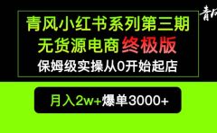 小红书无货源电商爆单终极版【视频教程+实战手册】保姆级实操从0起店爆单
