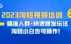 2023淘短视频培训:精准人群·快速爆发玩法,淘短小白也可操作