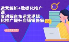 京东运营解析与数据化推广系列课，全维度讲解京东运营逻辑+数据化推广提升店铺销售额