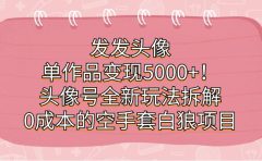 发发头像，单作品变现5000+！头像号全新玩法拆解，0成本的空手套白狼项目