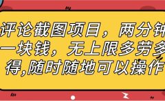 评论截图项目，两分钟一块钱，无上限多劳多得，随时随地可以操作