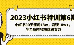 2023小红书特训第6期，小红书90天涨粉18w，变现10w+，半年矩阵号粉丝破百万