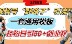 视频号“野路子”玩法，评论区疯狂截流，一套模板单日单号引流50+创业粉