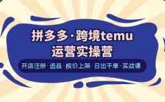 拼多多·跨境temu运营实操营:开店注册·选品·核价上架·日出千单·实战课