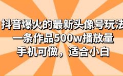 抖音爆火的最新头像号玩法,一条作品500w播放量,手机可做,适合小白