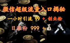 微信超级流量入口揭秘：一小时引流 99 + 创业粉，日涨粉 999 +【揭秘】