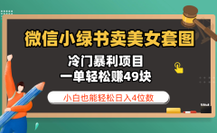 微信小绿书卖美女套图，冷门暴利项目，一单轻松赚49块，小白也能轻松日入4位数