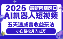 2025最新网赚变现风口，Ai 机器人短视频，五天速成高收益玩法，小白轻松月入过万