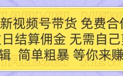 全新视频号 免费合作 佣金次日结算 无需自己剪辑