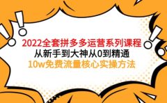 2022全套拼多多运营课程,从新手到大神从0到精通,10w免费流量核心实操方法