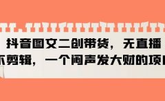 抖音图文二创带货，无直播，不剪辑，一个闷声发大财的项目