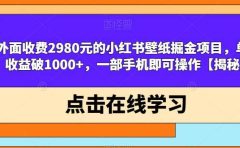 外面收费2980元的小红书壁纸掘金项目，单日收益破1000+，一部手机即可操作【揭秘】
