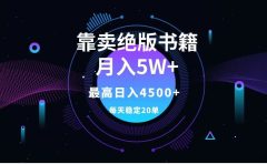 靠卖绝版书籍月入5w+,一单199,一天平均20单以上,最高收益日入4500+
