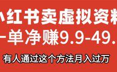 小红书卖虚拟资料，一单净赚9.9-49.9之间，日入500+