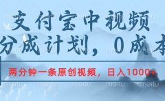 支付宝中视频分成计划，2分钟一条原创视频，轻松日入1000+