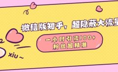 微信版知乎，超隐蔽流量入口，一小时引流100人，粉丝质量超高
