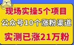 现场实操5个公众号项目,10个涨粉渠道,实测已涨21万粉!