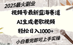 2025最新视频号蓝海赛道，Ai生成老歌视频，小白也可轻松日入1000➕